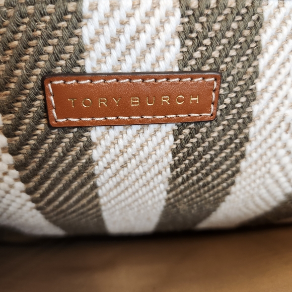 Tory Burch Blake Jumbo Striped Tote Grove Green - Picture 10 of 14